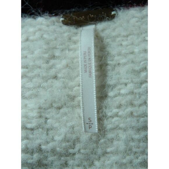 Free People Sweater Women Size Small Ivory Alpaca Blend V-Neck Oversized Cropped - Picture 7 of 8